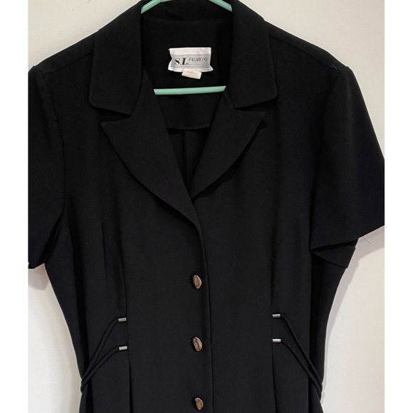 Vintage 90s SL Fashions Black Classic Midi Dress Womens Size 16 - Picture 3 of 5